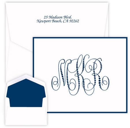 Pearl String Monogram Thermography Printed Note Cards by Embossed Graphics Pearl String Monogram Thermography Printed Note Cards by Embossed Graphics