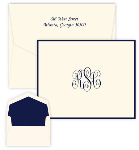Delavan Monogram Thermography Printed Note Cards by Embossed Graphics