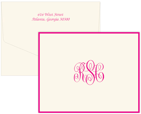 Script Monogram Thermography Printed Note Cards by Embossed Graphics