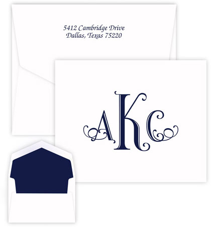 Wheaton Monogram Thermography Printed Note Cards by Embossed Graphics
