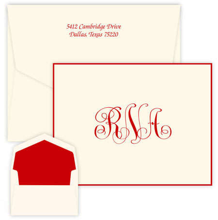 Notable Monogram Oversized Thermography Printed Note Cards by Embossed Graphics Notable Monogram Oversized Thermography Printed Note Cards by Embossed Graphics