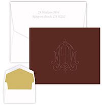 Whitlock Monogram Mocha Embossed Note Cards by Embossed Graphics