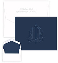 Whitlock Monogram Navy Embossed Note Cards by Embossed Graphics