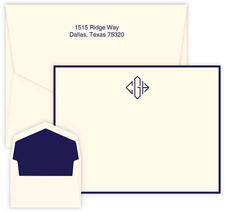 Diamond Monogram Correspondence Cards by Embossed Graphics