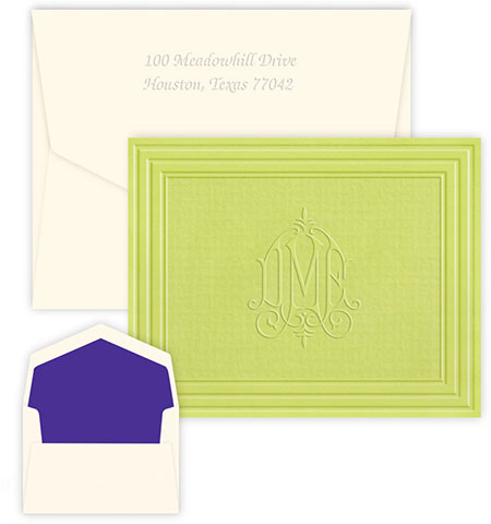 California Framed Monogram Embossed Note Cards by Embossed Graphics