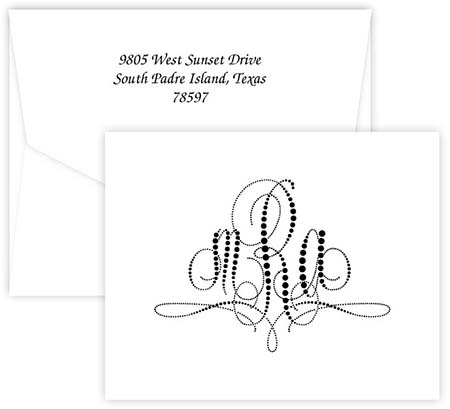 Pearls of Paris Monogram Folded Note Cards by Embossed Graphics