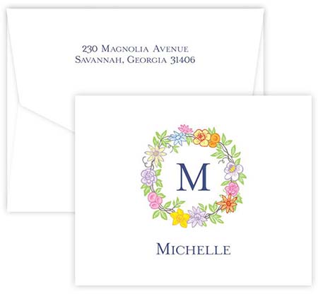 Floral Wreath Folded Note Cards by Embossed Graphics