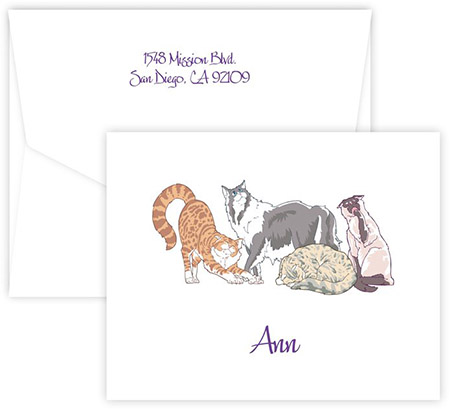 Cats Folded Note Cards by Embossed Graphics Cats Folded Note Cards by Embossed Graphics