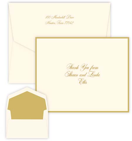 Gold Silhouette Thermography Printed Note Cards by Embossed Graphics