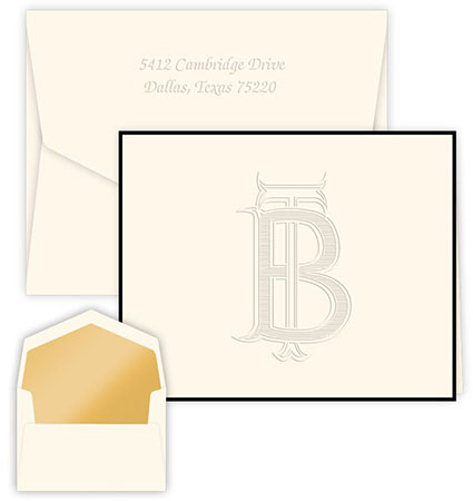 Unity Two Letter Monogram Embossed Note Cards by Embossed Graphics