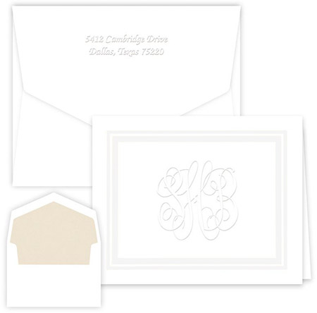 Coventry Monogram Embossed Note Cards by Embossed Graphics