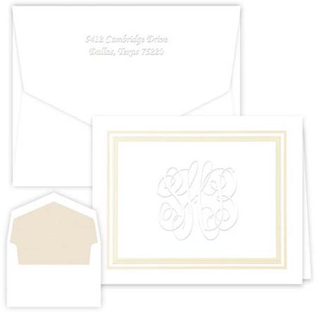 Coventry Monogram Embossed Note Cards by Embossed Graphics