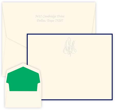 Roberta Monogram Embossed Correspondence Cards by Embossed Graphics