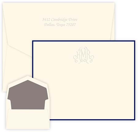 Victoria Monogram Embossed Correspondence Cards by Embossed Graphics