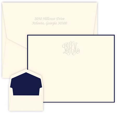 Delavan Monogram Apex Embossed Correspondence Cards by Embossed Graphics