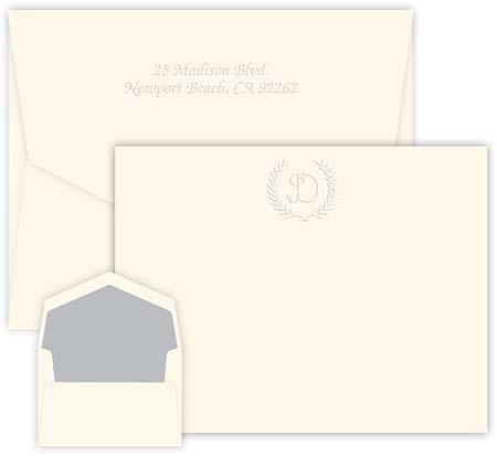 Harvest Monogram Apex Embossed Correspondence Cards by Embossed Graphics