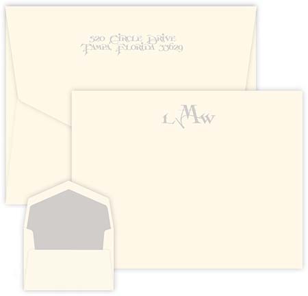 Sand Monogram Apex Correspondence Cards by Embossed Graphics