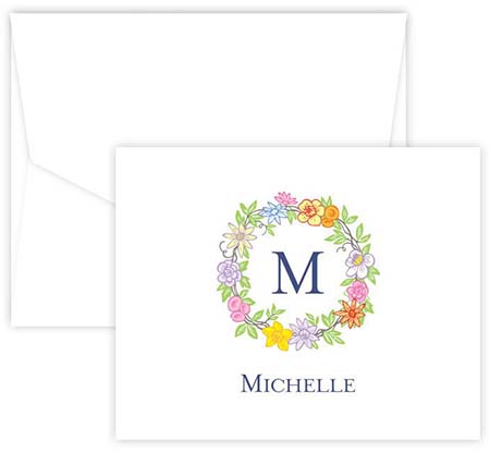 Floral Wreath Folded Note Cards by Embossed Graphics Floral Wreath Folded Note Cards by Embossed Graphics