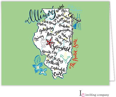 Inviting Co. - Stationery/Thank You Notes (Illinois Map)