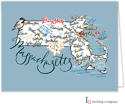 Inviting Co. - Stationery/Thank You Notes (Massachusetts Map)