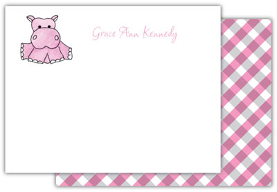 Stationery/Thank You Notes by Kelly Hughes Designs (Pink Hippo)