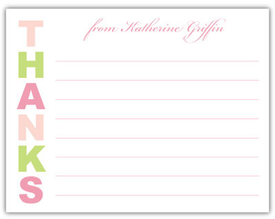 Stationery/Thank You Notes by Kelly Hughes Designs (Pink Letter Thanks)
