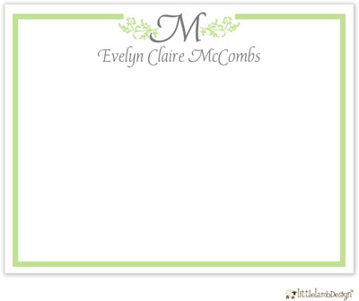 Personalized Stationery/Thank You Notes by Little Lamb Design - Green and Gray Initial Personalized Stationery/Thank You Notes by Little Lamb Design - Green and Gray Initial