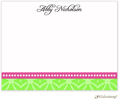 Personalized Stationery/Thank You Notes by Little Lamb Design - Pink & Green Personalized Stationery/Thank You Notes by Little Lamb Design - Pink & Green