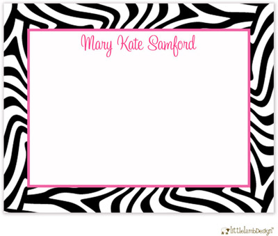 Personalized Stationery/Thank You Notes by Little Lamb Design - Zebra Print Personalized Stationery/Thank You Notes by Little Lamb Design - Zebra Print