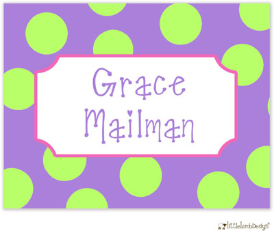 Personalized Stationery/Thank You Notes by Little Lamb Design - Green and Purple Dots Personalized Stationery/Thank You Notes by Little Lamb Design - Green and Purple Dots