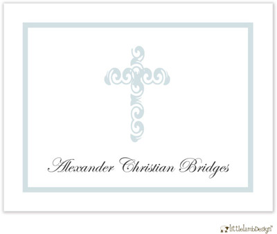 Personalized Stationery/Thank You Notes by Little Lamb Design - Blue Cross