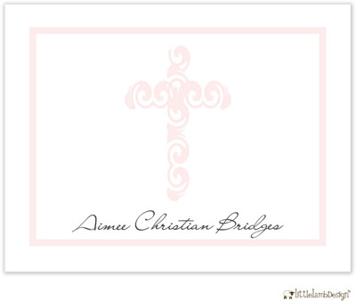 Personalized Stationery/Thank You Notes by Little Lamb Design - Pink Cross