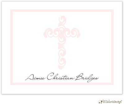 Personalized Stationery/Thank You Notes by Little Lamb Design - Pink Cross Personalized Stationery/Thank You Notes by Little Lamb Design - Pink Cross