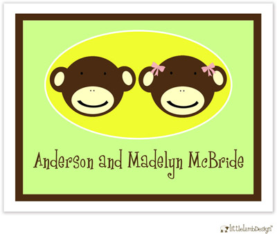Personalized Stationery/Thank You Notes by Little Lamb Design - Green Monkey Faces Personalized Stationery/Thank You Notes by Little Lamb Design - Green Monkey Faces