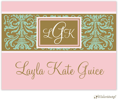 Personalized Stationery/Thank You Notes by Little Lamb Design - Elegant Pink and Blue Damask Personalized Stationery/Thank You Notes by Little Lamb Design - Elegant Pink and Blue Damask