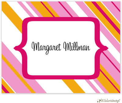 Personalized Stationery/Thank You Notes by Little Lamb Design - Pink Stripes Personalized Stationery/Thank You Notes by Little Lamb Design - Pink Stripes