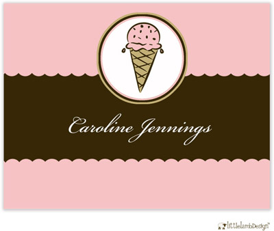 Personalized Stationery/Thank You Notes by Little Lamb Design - Pink Ice Cream Cone