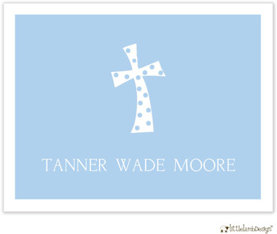 Personalized Stationery/Thank You Notes by Little Lamb Design - Blue Cross Dotted