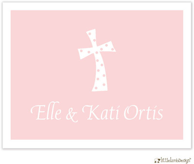 Personalized Stationery/Thank You Notes by Little Lamb Design - Pink Cross Dotted Personalized Stationery/Thank You Notes by Little Lamb Design - Pink Cross Dotted
