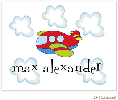 Personalized Stationery/Thank You Notes by Little Lamb Design - Cute Airplane with Green Plane