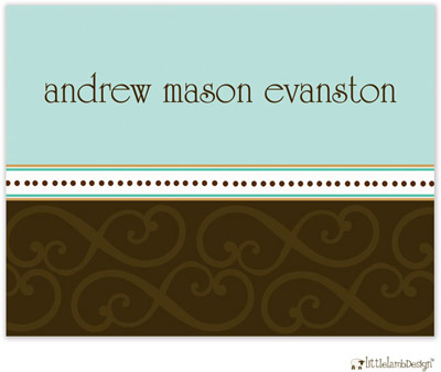 Personalized Stationery/Thank You Notes by Little Lamb Design - Elegant Blue and Brown and Green Dam Personalized Stationery/Thank You Notes by Little Lamb Design - Elegant Blue and Brown and Green Dam