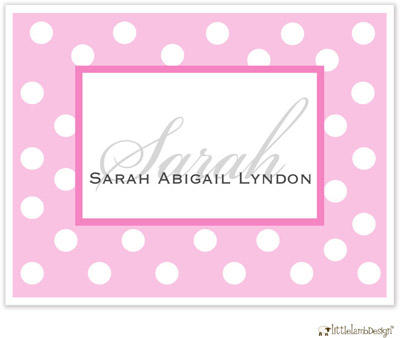 Personalized Stationery/Thank You Notes by Little Lamb Design - Pink and White Dots Personalized Stationery/Thank You Notes by Little Lamb Design - Pink and White Dots