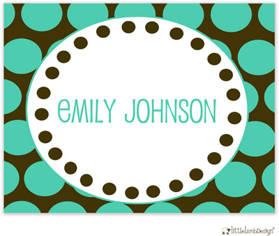 Personalized Stationery/Thank You Notes by Little Lamb Design - Brown and Green Fun Dots