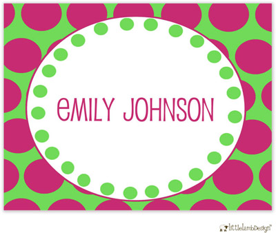 Personalized Stationery/Thank You Notes by Little Lamb Design - Pink and Green Fun Dots Personalized Stationery/Thank You Notes by Little Lamb Design - Pink and Green Fun Dots