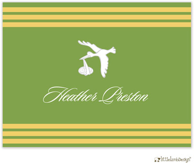 Personalized Stationery/Thank You Notes by Little Lamb Design - Green Stork