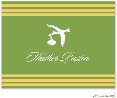 Personalized Stationery/Thank You Notes by Little Lamb Design - Green Stork Personalized Stationery/Thank You Notes by Little Lamb Design - Green Stork