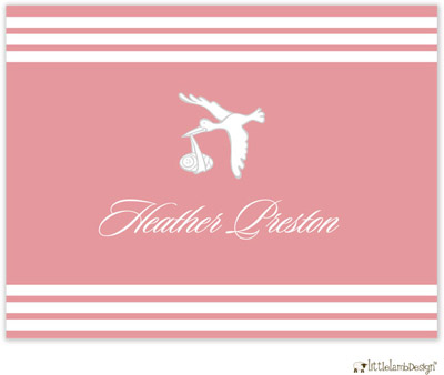 Personalized Stationery/Thank You Notes by Little Lamb Design - Pink Stork