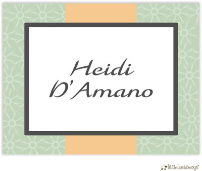 Personalized Stationery/Thank You Notes by Little Lamb Design - Elegant Green and Peach Personalized Stationery/Thank You Notes by Little Lamb Design - Elegant Green and Peach