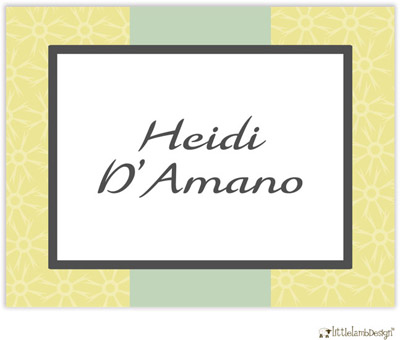 Personalized Stationery/Thank You Notes by Little Lamb Design - Elegant Yellow and Green Personalized Stationery/Thank You Notes by Little Lamb Design - Elegant Yellow and Green