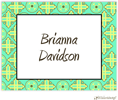 Personalized Stationery/Thank You Notes by Little Lamb Design - Elegant Green Pattern